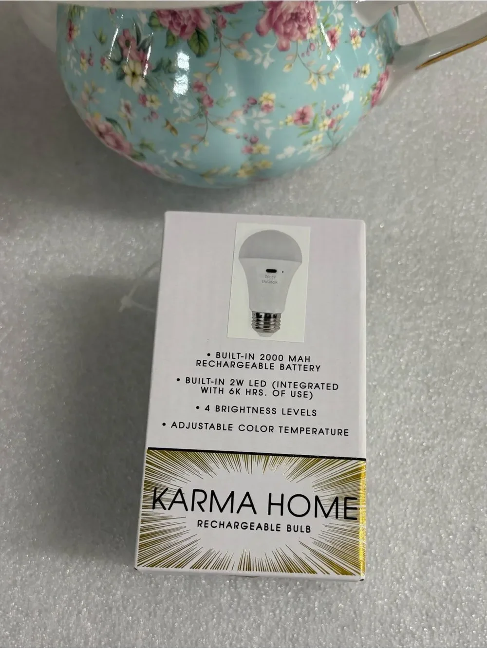 Karma Home Rechargeable Teapot Lamp in French Country Floral ~ NWT
